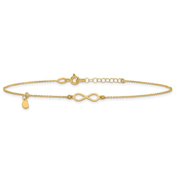 Leslie's 14K Polished Infinity/Dangle Heart 9in Plus 1in ext. Anklet - Image 3