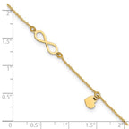 Leslie's 14K Polished Infinity/Dangle Heart 9in Plus 1in ext. Anklet - Image 5