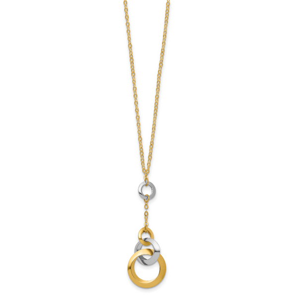 Leslie's 14K Two-tone Polished Circle Link Accent w/1in ext. Necklace - Image 2