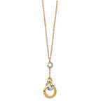 Leslie's 14K Two-tone Polished Circle Link Accent w/1in ext. Necklace - Image 2