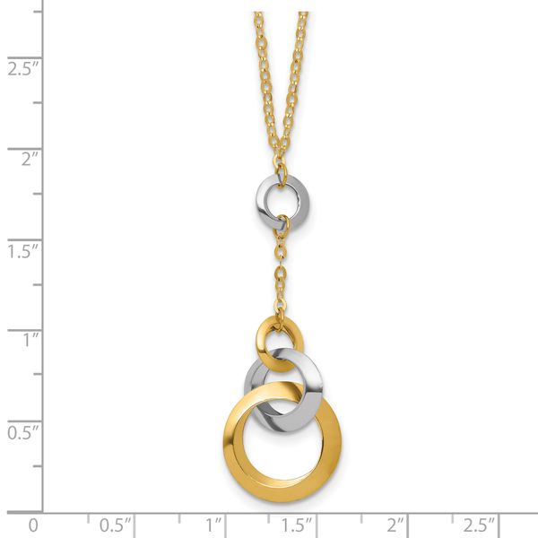 Leslie's 14K Two-tone Polished Circle Link Accent w/1in ext. Necklace - Image 5