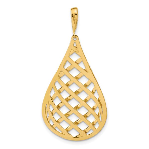 Leslie's 14K Polished and Diamond-cut Teardrop Pendant - Image 3