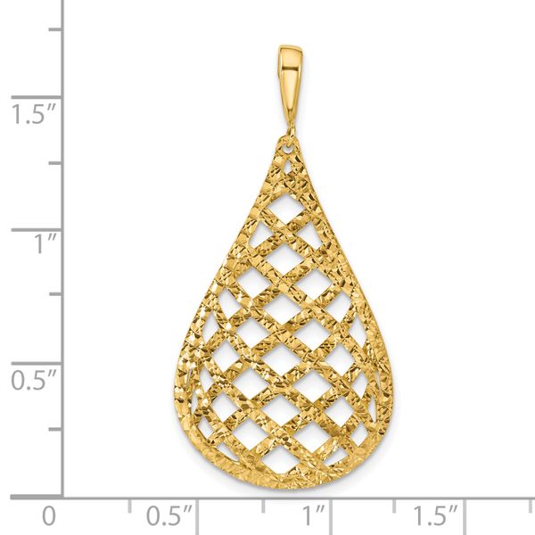 Leslie's 14K Polished and Diamond-cut Teardrop Pendant - Image 4