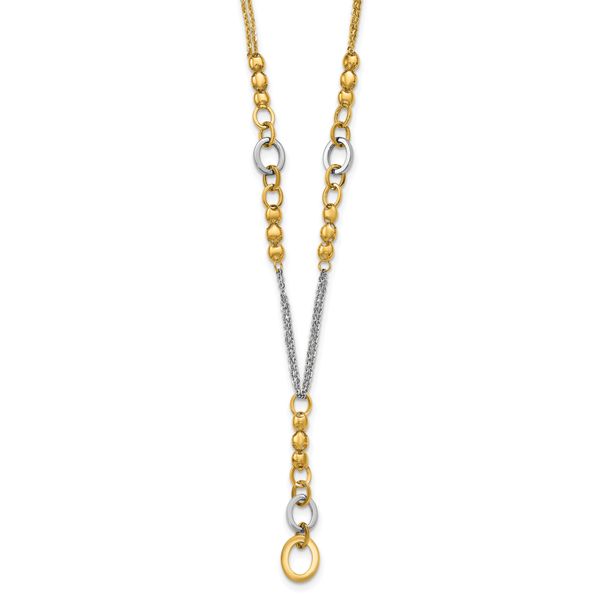 Leslie's 14K w/White RH Polished Fancy 2-Strand Oval Link Necklace