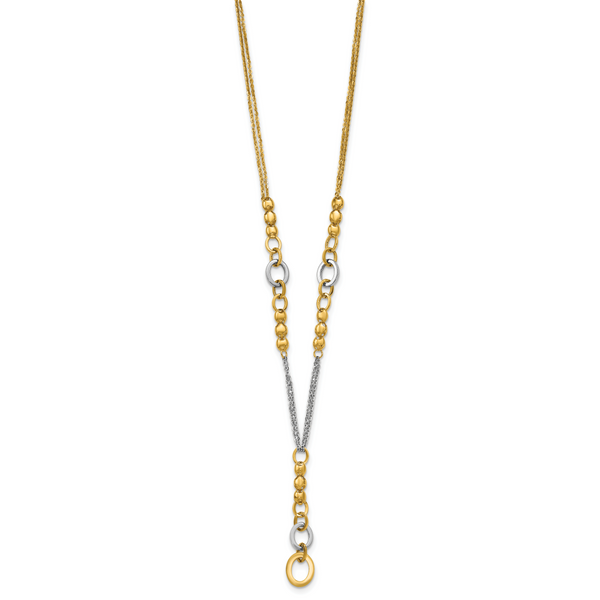 Leslie's 14K w/White RH Polished Fancy 2-Strand Oval Link Necklace - Image 2