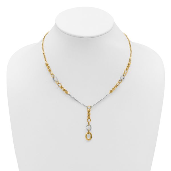 Leslie's 14K w/White RH Polished Fancy 2-Strand Oval Link Necklace - Image 3