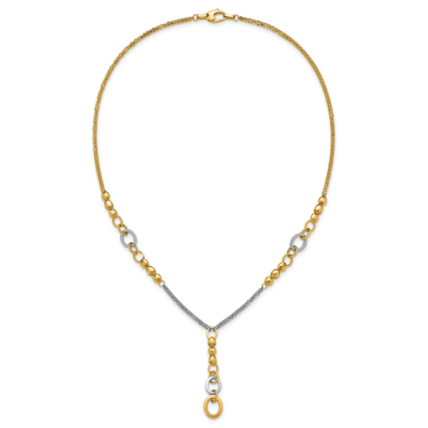 Leslie's 14K w/White RH Polished Fancy 2-Strand Oval Link Necklace - Image 4