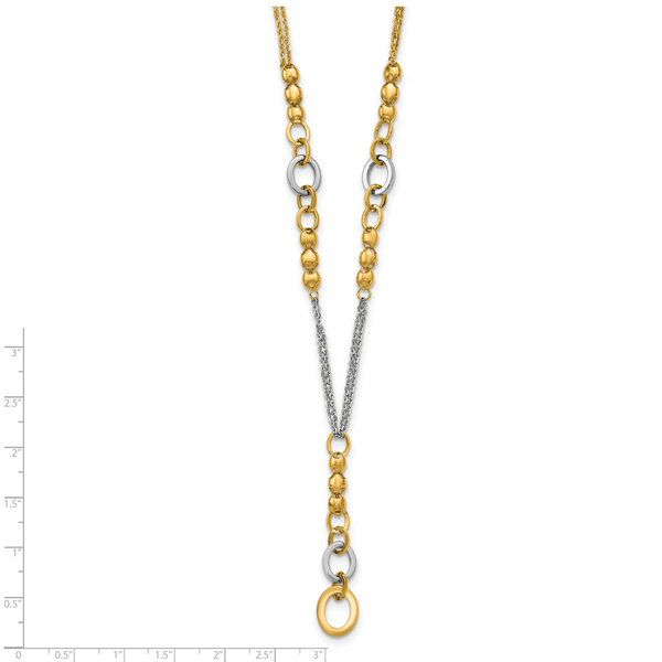 Leslie's 14K w/White RH Polished Fancy 2-Strand Oval Link Necklace - Image 5