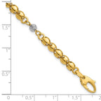 Leslie's 14K w/Rhodium Polished D/C Beaded Oval Link w/1in ext. Bracelet - Image 5