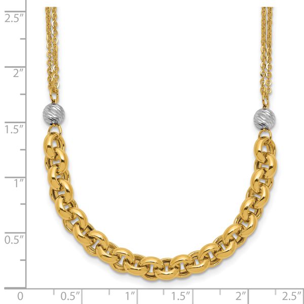 Leslie's 14K w/White RH Polished D/C 2-Strand Rolo Link Necklace - Image 5