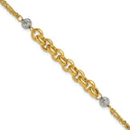Leslie's 14K w/White Rhodium Polished D/C 2-Strand Rolo Link Bracelet