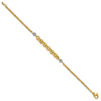 Leslie's 14K w/White Rhodium Polished D/C 2-Strand Rolo Link Bracelet - Image 2