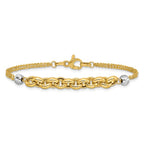 Leslie's 14K w/White Rhodium Polished D/C 2-Strand Rolo Link Bracelet - Image 3