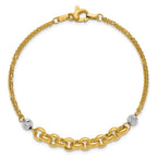 Leslie's 14K w/White Rhodium Polished D/C 2-Strand Rolo Link Bracelet - Image 4