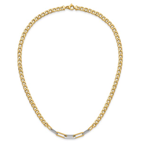 Leslie's 14K w/White RH Polished Curb and Paperclip Link Necklace - Image 4