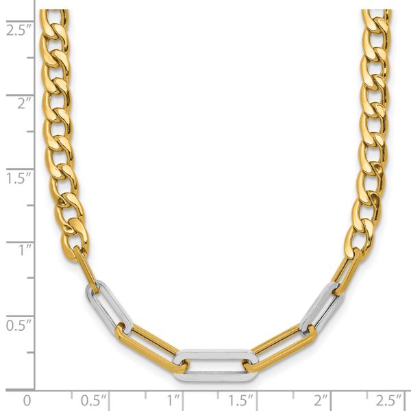 Leslie's 14K w/White RH Polished Curb and Paperclip Link Necklace - Image 5