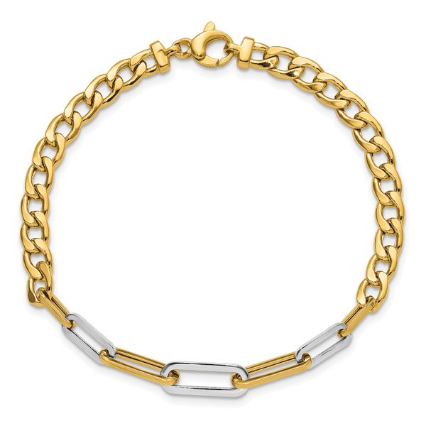 Leslie's 14K w/White Rhodium Polished Curb and Paperclip Link Bracelet - Image 4
