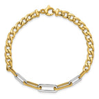Leslie's 14K w/White Rhodium Polished Curb and Paperclip Link Bracelet - Image 4