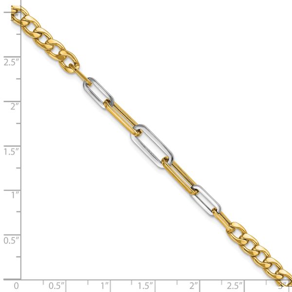 Leslie's 14K w/White Rhodium Polished Curb and Paperclip Link Bracelet - Image 5