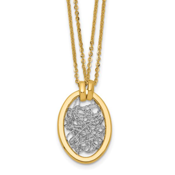 Leslie's 14K w/White RH Polished D/C Fancy Oval 2-Strand Necklace