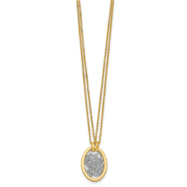 Leslie's 14K w/White RH Polished D/C Fancy Oval 2-Strand Necklace - Image 2