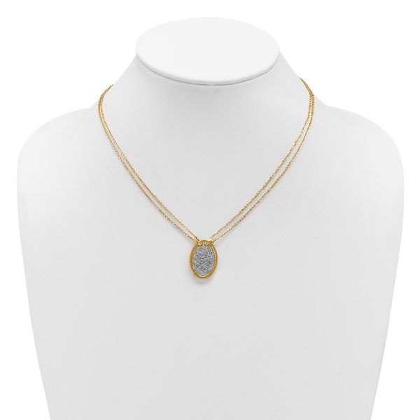 Leslie's 14K w/White RH Polished D/C Fancy Oval 2-Strand Necklace - Image 3