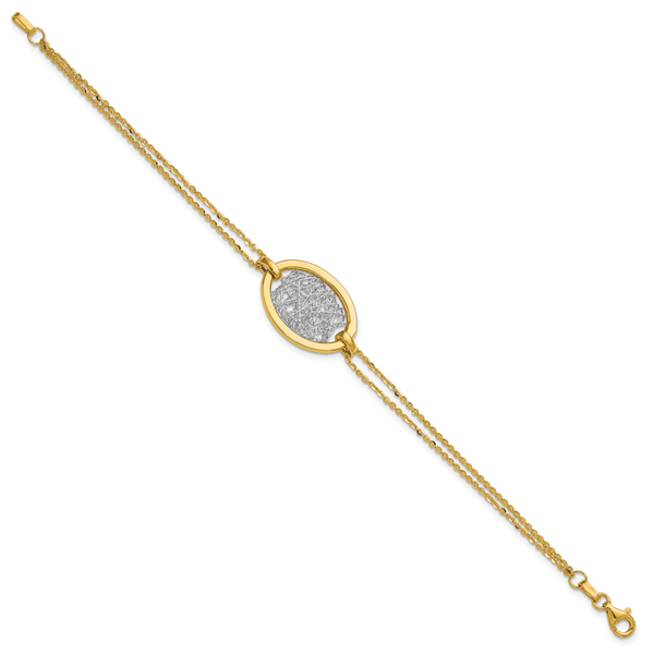 Leslie's 14K w/White Rhodium Polished D/C Fancy Oval 2-Strand Bracelet - Image 2
