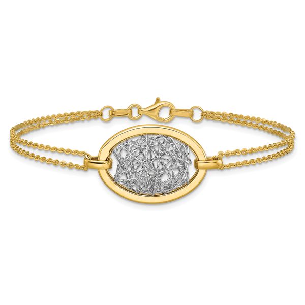Leslie's 14K w/White Rhodium Polished D/C Fancy Oval 2-Strand Bracelet - Image 3