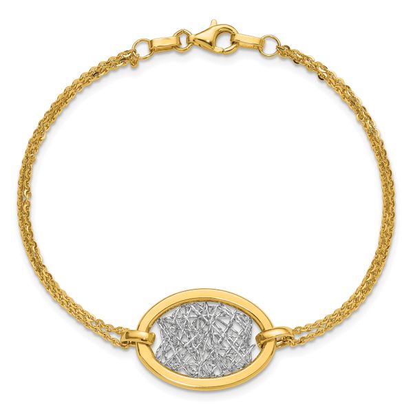 Leslie's 14K w/White Rhodium Polished D/C Fancy Oval 2-Strand Bracelet - Image 4