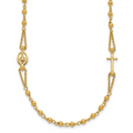 Leslie's 14K Polish/Dia-cut/Beaded Religious Rosary Style Necklace