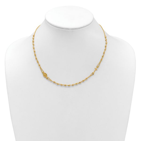 Leslie's 14K Polish/Dia-cut/Beaded Religious Rosary Style Necklace - Image 3