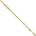 Leslie's 14K Polished Diamond-cut and Beaded Religious Rosary Style Bracele