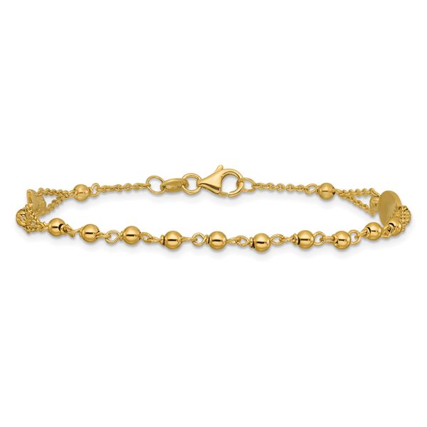 Leslie's 14K Polished Diamond-cut and Beaded Religious Rosary Style Bracele - Image 3