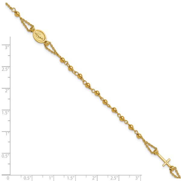 Leslie's 14K Polished Diamond-cut and Beaded Religious Rosary Style Bracele - Image 5