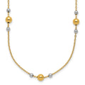 Leslie's 14K w/White Rhodium Polished / Beaded Station Necklace