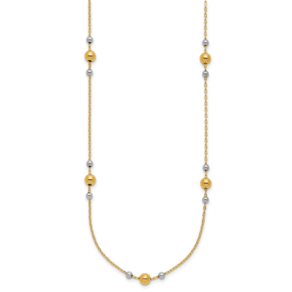 Leslie's 14K w/White Rhodium Polished / Beaded Station Necklace - Image 2
