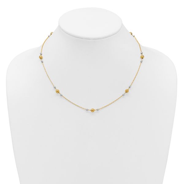 Leslie's 14K w/White Rhodium Polished / Beaded Station Necklace - Image 3