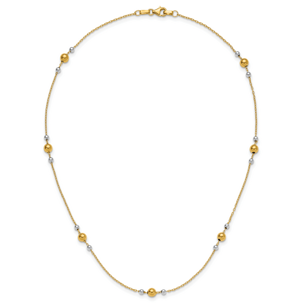 Leslie's 14K w/White Rhodium Polished / Beaded Station Necklace - Image 4