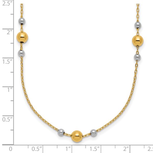 Leslie's 14K w/White Rhodium Polished / Beaded Station Necklace - Image 5