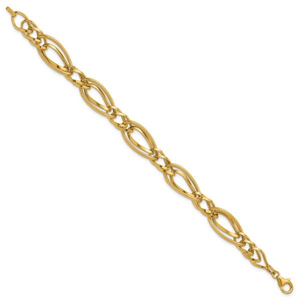 Leslie's 14K Polished and Textured Fancy Link Bracelet - Image 2