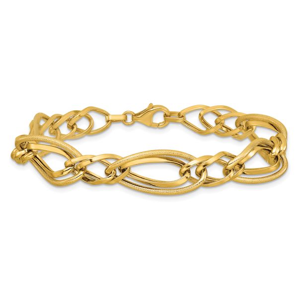 Leslie's 14K Polished and Textured Fancy Link Bracelet - Image 3