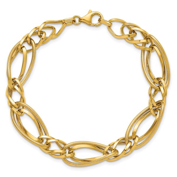 Leslie's 14K Polished and Textured Fancy Link Bracelet - Image 4