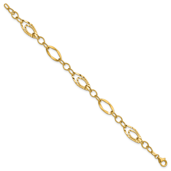 Leslie's 14K Polished and Wavy Textured Fancy Link Bracelet - Image 2