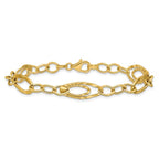 Leslie's 14K Polished and Wavy Textured Fancy Link Bracelet - Image 3