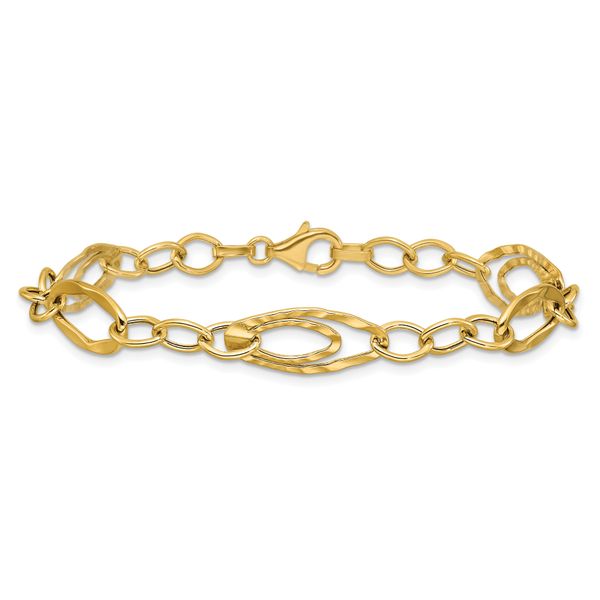 Leslie's 14K Polished and Wavy Textured Fancy Link Bracelet - Image 3