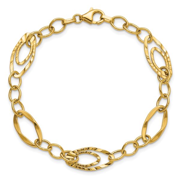 Leslie's 14K Polished and Wavy Textured Fancy Link Bracelet - Image 4