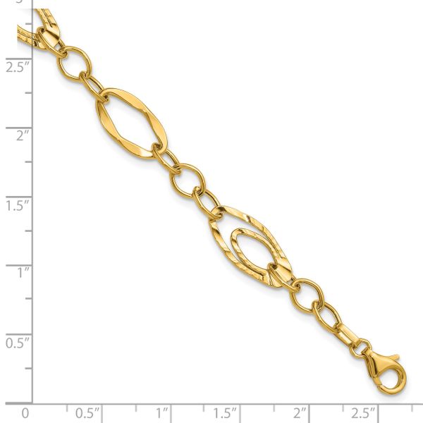 Leslie's 14K Polished and Wavy Textured Fancy Link Bracelet - Image 5