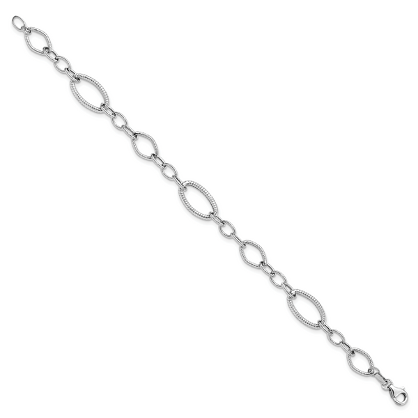 Leslie's 14K White Gold Polished and Textured Link Bracelet - Image 2
