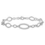 Leslie's 14K White Gold Polished and Textured Link Bracelet - Image 3