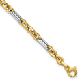 Leslie's 14K w/White Rhodium Polished Cable and Paperclip Link Bracelet
